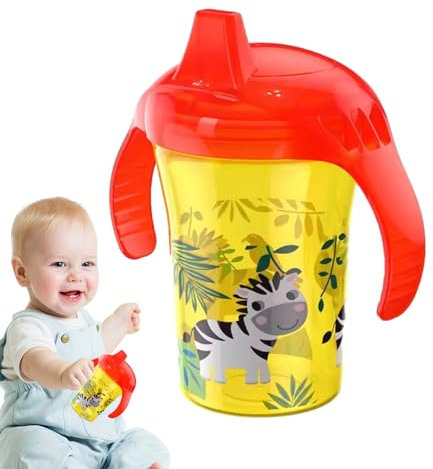 Learning Sippy Cups for Toddler, Non-Spill Straw Cup Toddler Drinks Water Bottles, Bottle Transition Cup for Milk with 2 Handles, Toddler Drinks Water Bottles Trainer Cup for Babies 6 Months +