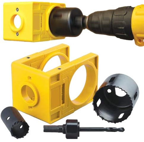 Door Lock Installation Kit Wood and Metal Door Lock Fitting Tool Set Carbon Steel Door Holes Drilling Tool Adjustable Deadbolts Lockset Installing Fitting Tool Set for 1-3/8 to 1-3/4 Wooden Doors