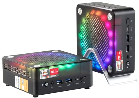 AWOW Mini Gaming PC mit AMD Ryzen 7 7840HS (8 Kerne, bis 5,1 GHz), 32 GB DDR5, 1TB PCIe 4.0 SSD, Radeon 780M Grafik, 4K Triple Display, leiser Betrieb, WiFi 6, BT 5.2, Dual 2.5G LAN