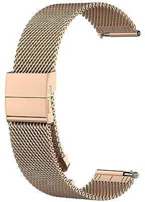 Metall Armbänder Kompatibel mit Pebble Time Steel Armband für Damen Herren, Mesh Edelstahl Uhrenarmband Metall Ersatzarmband für Pebble Time Steel, Roségold