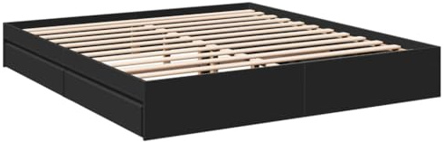 vidaXL Bettgestell mit Schubladen Schwarz 200x200 cm Holzwerkstoff