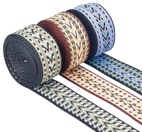 SUPERFINDINGS Jacquard-Gurtband, ethnische Stickerei, Polyester-Bänder, 3,8 cm breit, Vintage-Bänder, Nähbänder für Taschen, Gürtel, Rucksack, Haustierhalsbänder, Kleidung, 2 Yards/PC