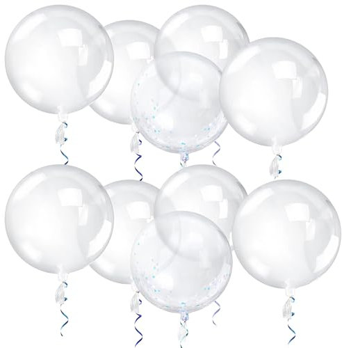 DHWEKU 10 Stück 50cm Jumbo Bobo Klar Luftballons,Kristall Blase Klar Ballons Runde Transparente,Wiederverwendbare Bobo Bubble Ballons für Hochzeit Geburtstag Halloween Weihnachtsfeier,24 Zoll