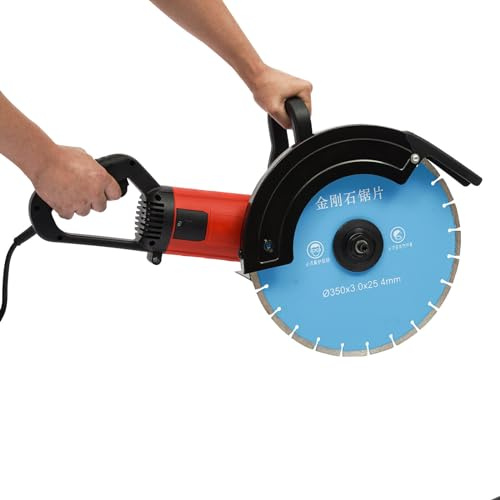 350mm Scies Circulaires Électriques Portable 3500W 3800rpm Profondeur de Coupe 85-140mm Profondeur de Rainure Réglable Scie Plongeante pour Rainurer Murs Granit, Porcelaine, Béton, Marbre