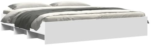 vidaXL Bettgestell, Bettrahmen mit Lattenrost, Schlafzimmerbett Bett mit Stauraum, Doppelbett für Schlafzimmer, Weiß 200x200cm Holzwerkstoff