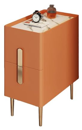 JEKKAH Nachttisch aus massivem Holz, Schlichter und moderner Nachttisch, Tablett, Aufbewahrungsregal, Schlafsaal-Dekoration, Schlafzimmer-Essentials(Orange)