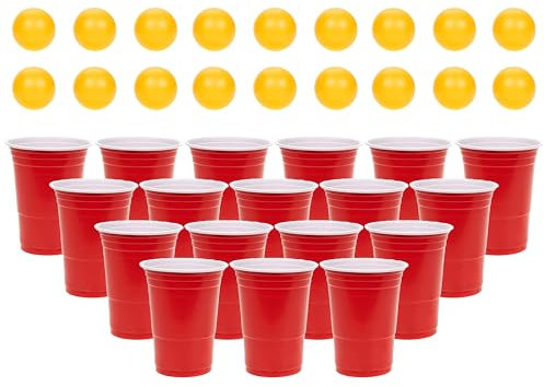 Lizzy 36 Piece Beer Pong Game Set | 18 Ping Pong Balls, 18 Red Cups | Drinking Game for Stag & Hen Parties, Christmas and Holidays