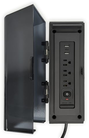MIRADOR Power Strip Surge Protector with 3 AC Outlets and 3 USB Ports, Wall Mountable Power Socket with Protective Cover, 5Ft Long Extension Cord Plug (1875W/15A)for 111 Series Pergola, Garden, Black