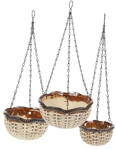 CAXUSD Lot De 3 Pots De Fleurs en Céramique pour Intérieur Et Jardin