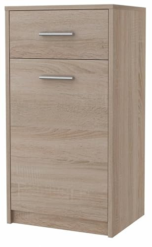 MATKAM Elegante Kommode BODO 1D1S, H/B/T 75 x 40 x 35 cm, mit Tür und Schublade, Langlebige Laminatplatte (Sonoma Eiche)