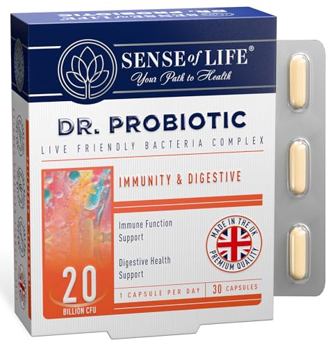 Sense of Life Dr. Probiotic Complex for Immunity & Digestive Support, 30 Capsules – 20 Billion CFU – Probiotics & Prebiotics - Supports Digestive Gut Health & Immune Function