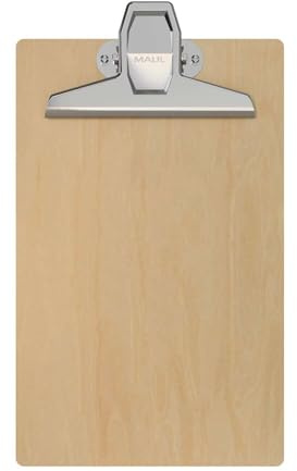 MAUL Klemmbrett A5 Holz MAULtilia braun Hochformat stabile Stahlklemme | glatte lackierte Schreibfläche, sicherer Halt bis 200 Blatt, aufhängbar für schnellen Zugriff, kompakt für Büro und unterwegs
