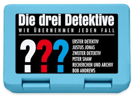 Spreadshirt Die Drei Fragezeichen Detektive Visitenkarte Sticker Brotdose Lunchbox, One size, Saphirblau