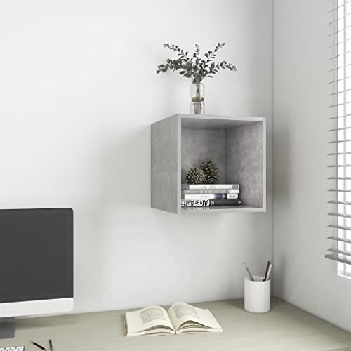 WKIEQACO Hängeschrank Betongrau 37x37x37 cm Holzregal Wandregale & Leisten
