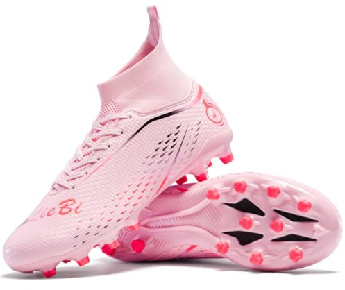 WOWEI Football Boots Mens High Top Spike Cleats Professional Football Shoes Outdoor Astro Turf Trainers Soccer Boots Boys Competition Athletics Breathable Soccer Shoes
