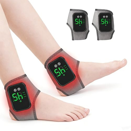 2 Stück 5-in-3 Kabelloses Fuß-und Knöchel-Heizmassagegerät, Neues Fußpflegegerät, Tragbares Elektrisches Knöchel-Heizkissen mit 2000 mAh-Akku für Fußmassagen bei Achillessehnenentzündung