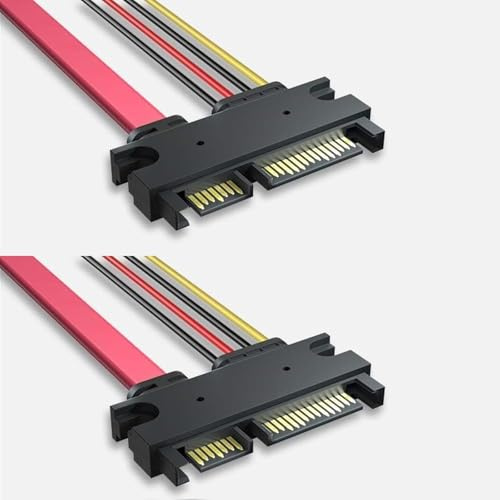 AYMBH Cable de extensión SATA de 22 pines macho a macho de 50 cm, serial ATA 7+15, cable de extensión de disco duro de alimentación y datos para unidades ópticas HDD SSD, cable SATA flexible y delgado