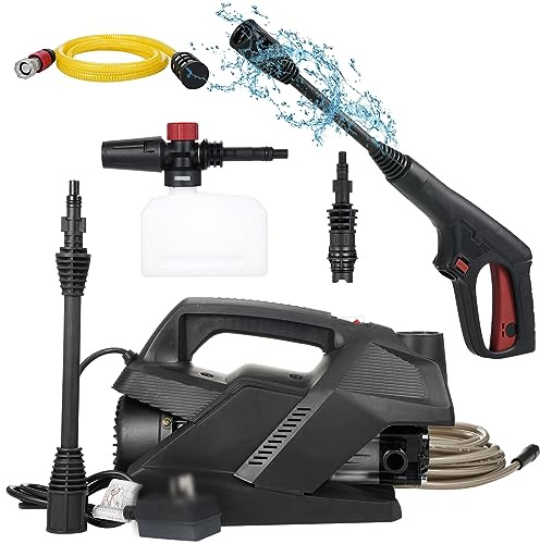 Akozon Elektrischer Hochdruckreiniger, Bürstenlos, Induktion, Hochdruck-Autowaschanlage, Tragbare Auto-Reinigungswerkzeuge, Visualisierte Anzeige, Temperaturkontrolle, (EU-Stecker)