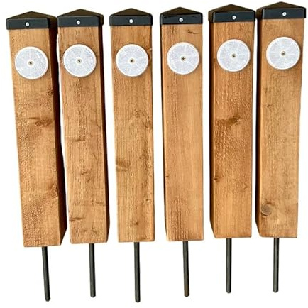 6 x 18 (45cm) Timber Reflective Easy Install Verge Posts with Pyranid Style Caps