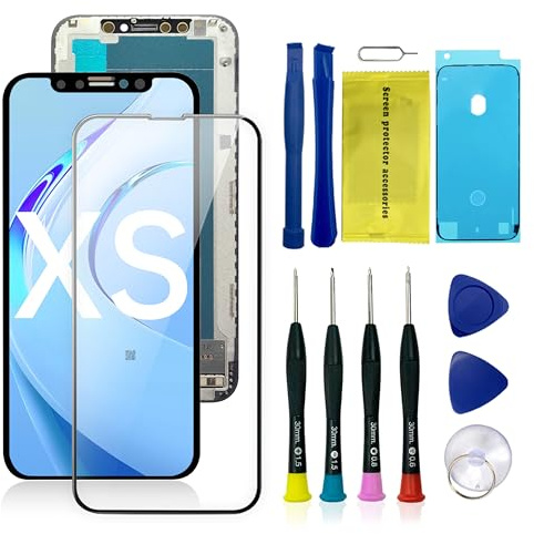 Anfyco Display für iPhone XS LCD 5,8 | Screen Replacement with Reparaturset Display für iPhone A1920, A2097, A2098, A2099, A2100 Kompatibel mit Face ID
