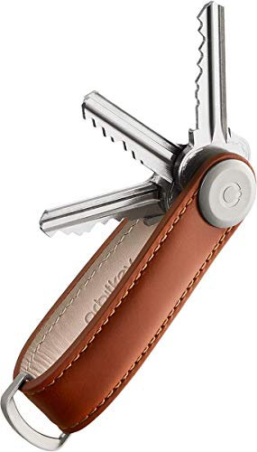 Orbitkey, Premium-Leder-Schlüsselanhänger 2.0 Cognac with Tan Stitching