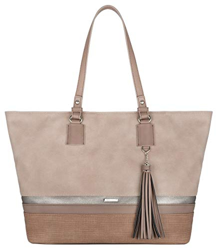 David Jones - Sac à Main Cabas Femme Grande Taille - Fourre-Tout A4 Grande Capacité Simili Cuir Toile Souple Imperméable - Tote Porté Epaule Anses Longues - Fille Cours Lycée Travail - Rose