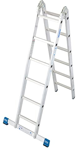Krause 133908 Aluminium Stufen-Doppelleiter inkl. Traverse Arbeitshöhe (max.): 4.40m Aluminium 8.5kg