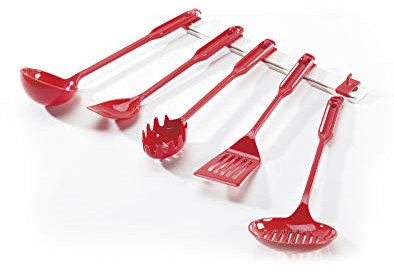 Rigamonti Pretty Set mestoli con appendino. Set Utensili da Cucina Mestolo Colapasta, Paletta per fritti, Mestolo, Cucchiaio, Schiumarola. per Uso Professionale e casalingo.