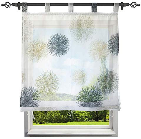 Raffrollo mit Schön Feuerwerk Druck Design Raffgardine Voile Transparent Vorhang (BxH 140x150cm, Grau)