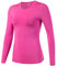 Langarm Kompressionsshirt Damen Schnell Trocknend Elastisch Funktionsshirts Training Fitness Gym Lauf T-Shirt Rose M