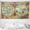 ABAKUHAUS Aquarell Wandteppich, Vintage Weltkarte Antike Grunge-Zeichnungen Mystische Abenteuer Entdeckung, aus Weiches Mikrofaser Stoff Wand Dekoration Für Schlafzimmer, 230 x 140 cm, Mehrfarbig