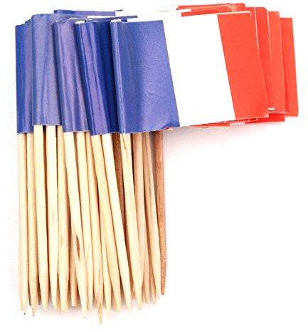 Ruiting Mini-Flagge Zahnstocher 100Pcs Frankreich Flagge Kuchen Auswahl Internationale Events Cocktail-Stock-Flagge Obst Lebensmittel Auswahl