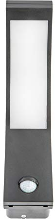 HUBER Applique murale LED avec détecteur de mouvement 140° 10 W, 1600 lm – Lampe d'extérieur LED protégée IP54 avec détecteur de mouvement I Applique murale intérieure en forme d'arc, anthracite