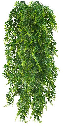HUAESIN Piante Finte da Interno Esterno Cadente Edera Rampicante Artificiale 115cm Felce per Decorazioni Balcone Parete Casa 2pcs Verde