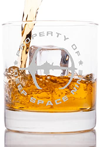 Star Trek Whiskyglas Property of Deep Space Nine Etched Rocks, offizielles Lizenzprodukt, Premium-Qualität, handgefertigte Glaswaren, 325 ml, ein perfektes Sammlerstück Geschenk für Serienliebhaber