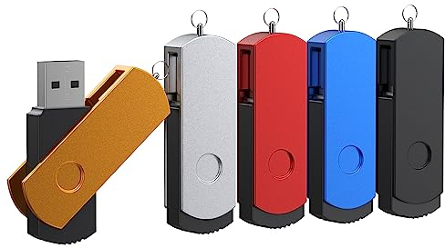 FEBNISCTE Clé USB 64 Go - Lot de 5 Disques Flash Rotatifs Multicolores - Clés 2.0 Mémoire Stick