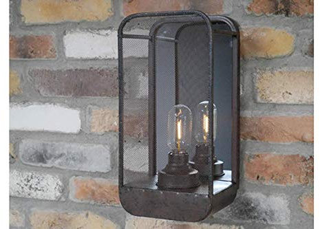 Industrial Wall Light with Mirror Black Indoor Lighting Battery Vintage Lamp Bedroom Hallway Light