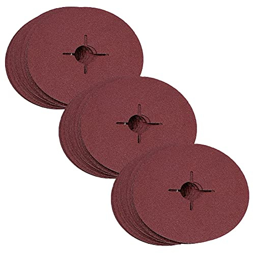 115mm Fibre Sanding Discs 60 Grit Medium Disc for 4-1/2” Backing Pad 30 Pack