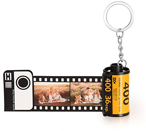 jewelora Personalisierte Kamera Film Roll Schlüsselanhänger mit 10 Fotos und Retro Kamera Box Album Bildersammlung Schlüsselanhänger Geschenk für Männer Frauen Mutter Vater Beste Freunde (#1)