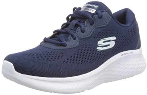 Skechers Women's Skech-Lite Pro Perfect Time Sneaker, Navy Mesh/White Trim, 4.5 UK