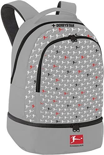 Derbystar Unisex – Erwachsene Bundesliga v22 Rucksack, Grau Schwarz Rot, 50 x 29.5 x 17.5cm