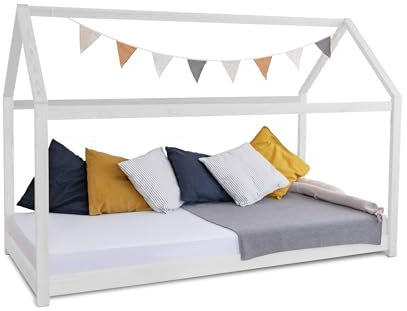 Ehrenkind® Hausbett PUR | Kinderbett Massivholz inkl. Lattenrost | 160x80 weiß