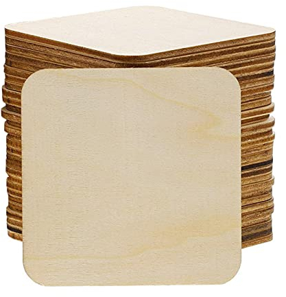 Holzscheiben, Runde Holzscheibe, für Dekoration, Untersetzer, Handwerke, Bemalen, DIY (Quadrat, 10CM-30PACK)