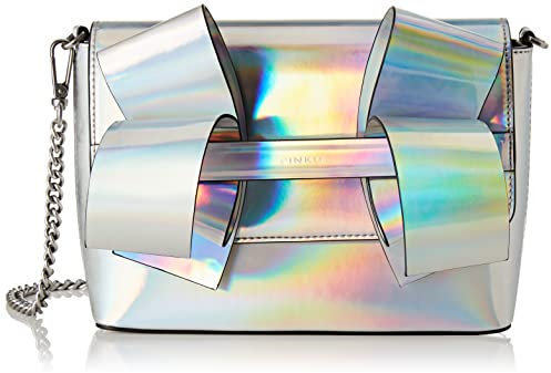 Pinko Aika Clutch Mini Eco Specchiat, Borsa Donna, Zzfo_argento-old Silver, Taglia unica