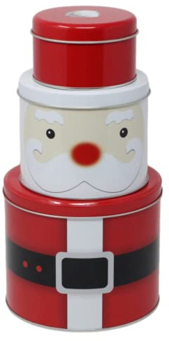 TRTO 3Pcs Cookies Storage Box Tin Christmas Xmas Santa Cake Biscuit Sweets Home Jar Easy TO Use and Useful for Storage Xmas