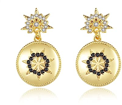 Süße Ohrringe Damen Gold, Ohrring Anhänger Schneeflocke Ohrringe Zirkonia Kupfer 12.8x22mm Tochter Geschenke Von Mama