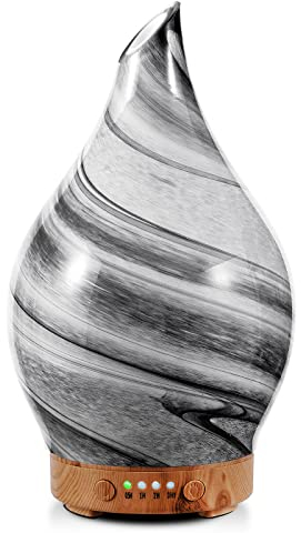 Porseme Aroma Diffuser Glas,Handgeblasen Glas Diffuser Luftbefeuchter Ultraschall Leise 7 Farbwechselnde LEDs Raumbefeuchter BPA Frei für Wohnung Yoga SPA mit Timer,Weihnachten Geschenk für Frauen