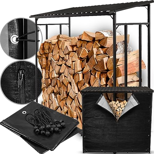 heidenfeld Brennholzregal BR100 - Regenabdeckung für BR100 - Kaminholzregal - Holzlager - Kaminholzlager mit Dach - Holzregal - Feuerholzregal (Abdeckung 135x165cm)