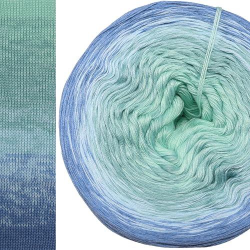 Bobbel Farbverlaufsgarn 300g - 1140m 4Fach Verlaufswolle Wolle häkeln stricken (Quellwasser - Jeans mel. außen)