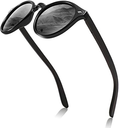 MIAROZ Lunettes de soleil en bois pour homme, pour l'extérieur : lunettes de soleil polarisées - protection UV400 - pour la plage la conduite la pêche la course à pied (noir)